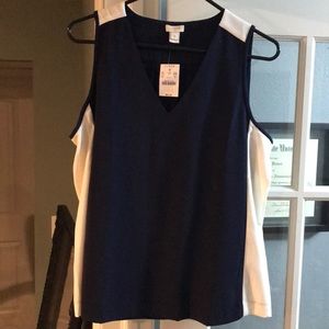 J. Crew navy/white shell top.